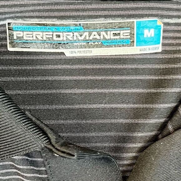Roundtree & Yorke Performance Thin Horizontal Stripes Polo Shirt Medium - Picture 6 of 8